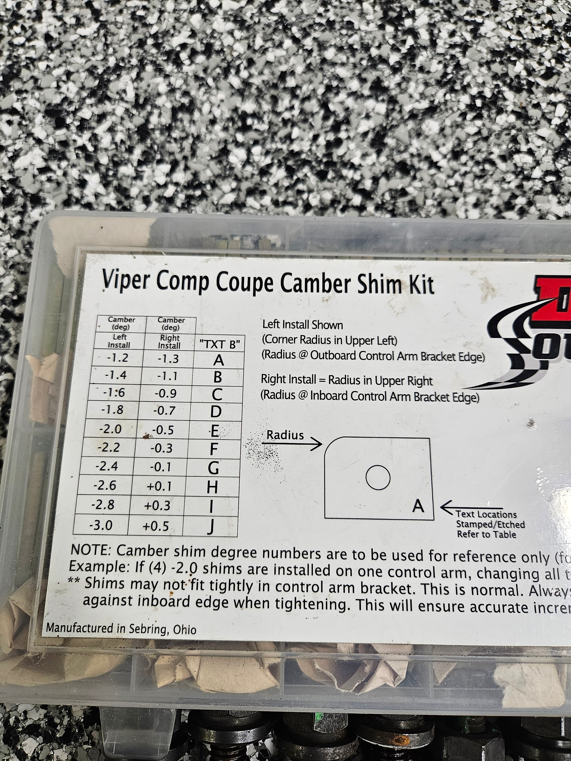 Viper Race Camber Shim Kit